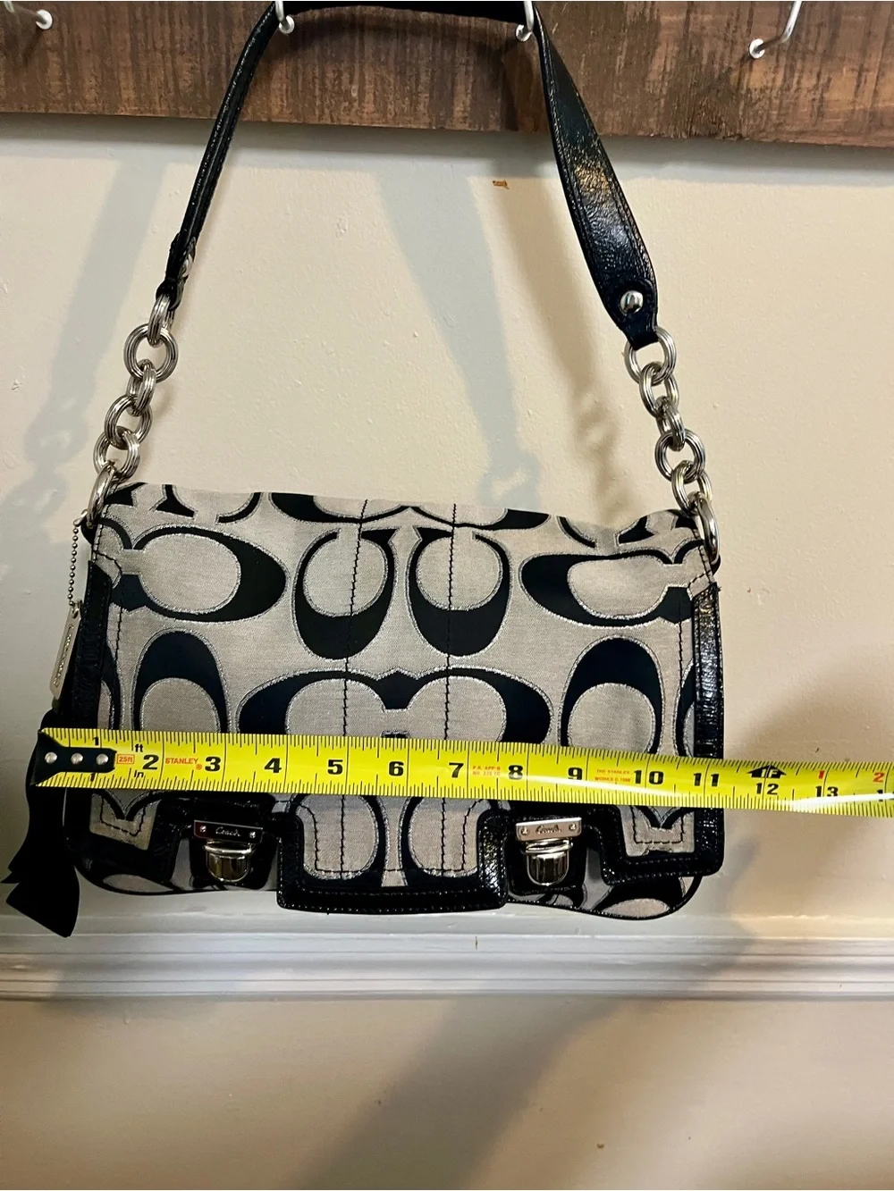 Vintage Y2K Coach Poppy Signature Pushlock Flap Bag (Style No. 18352)